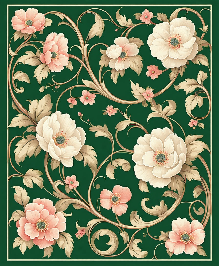 Elegant Floral Swirl Pattern Rug