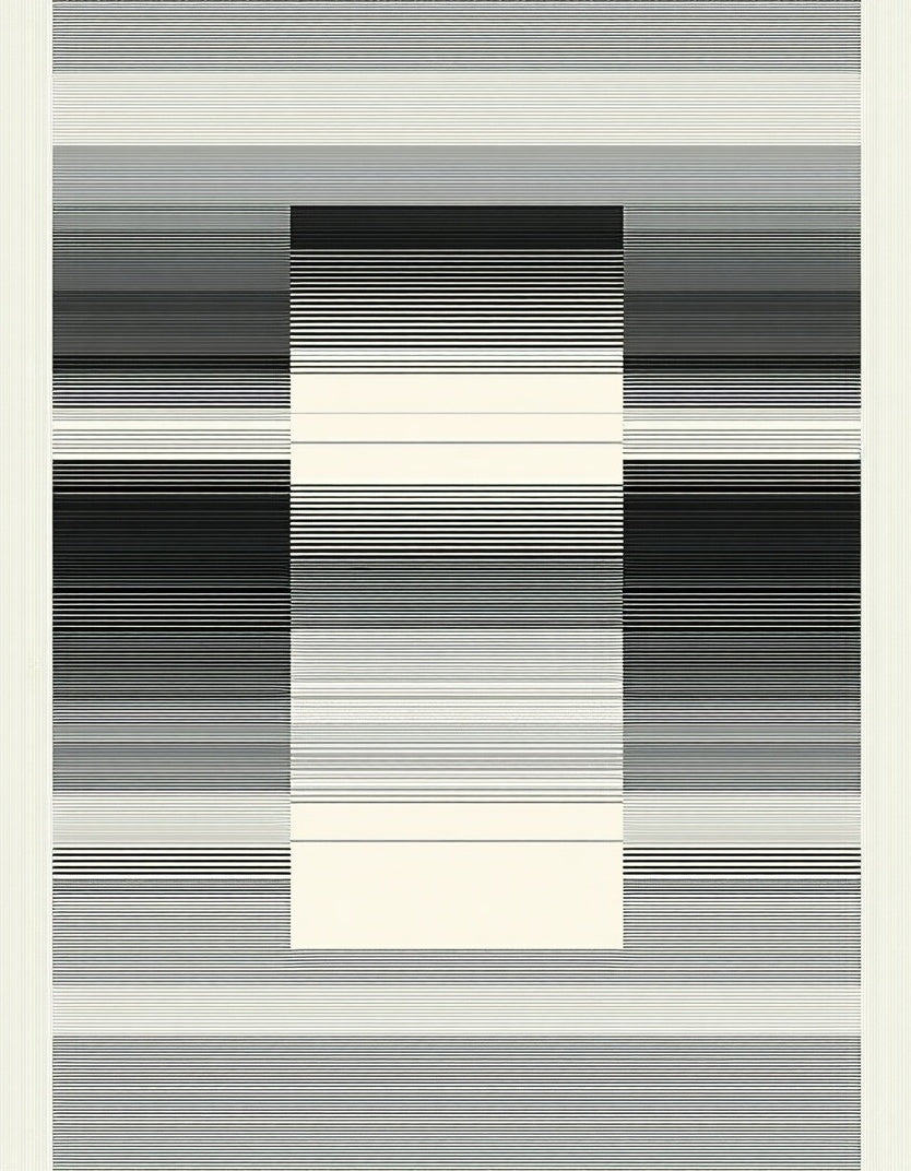 Modern Black White Striped Geometric Rug