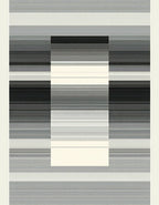 Modern Black White Striped Geometric Rug