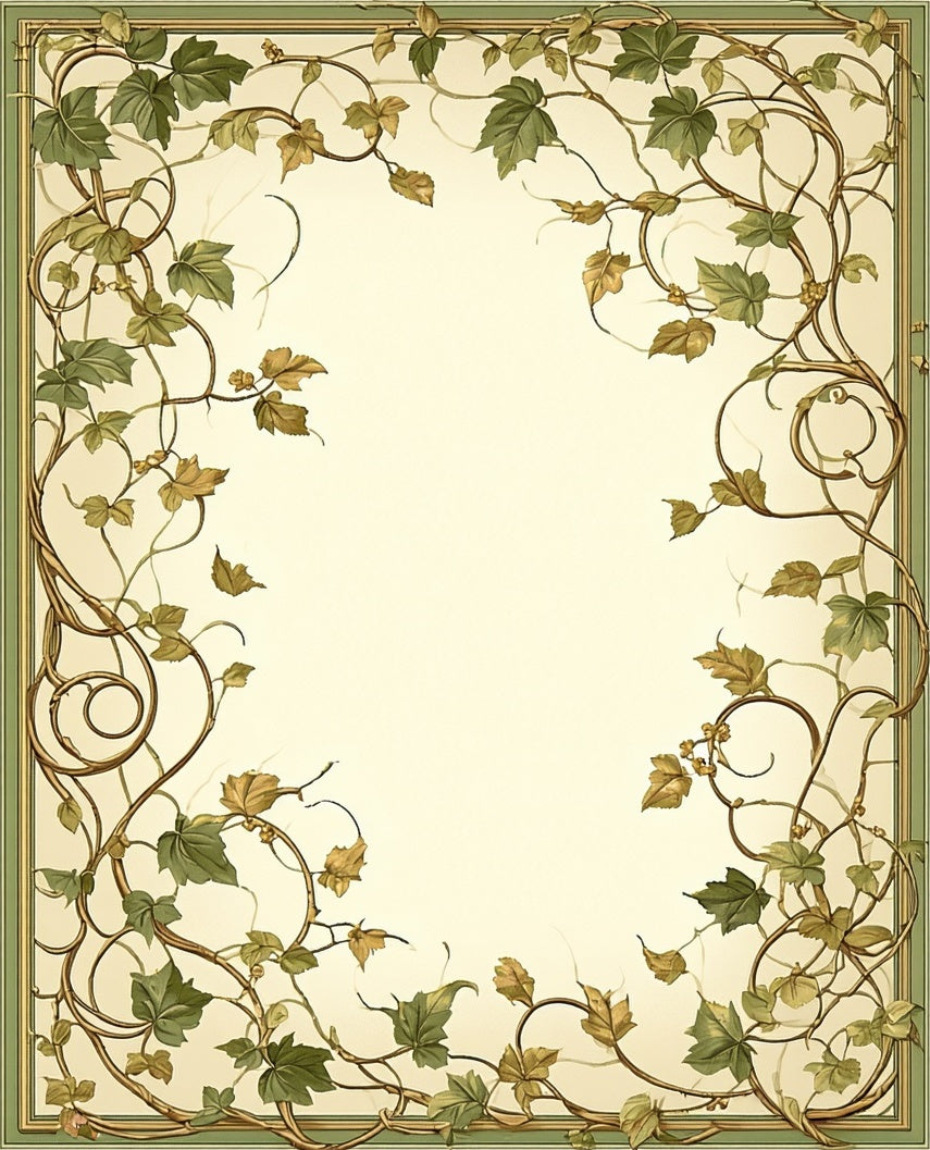 Vine Leaf Swirl Art Nouveau Rug