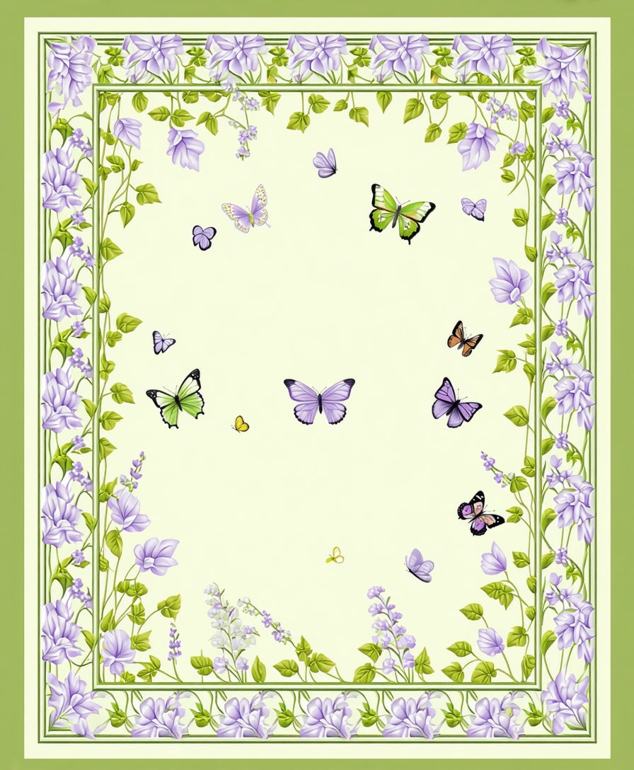 Floral Butterfly Garden Pattern Rug