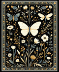 Whimsical Butterfly Garden Floral Pattern Rug