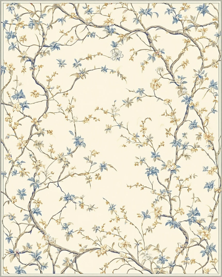 Blossom Branches On Cream Background Rug