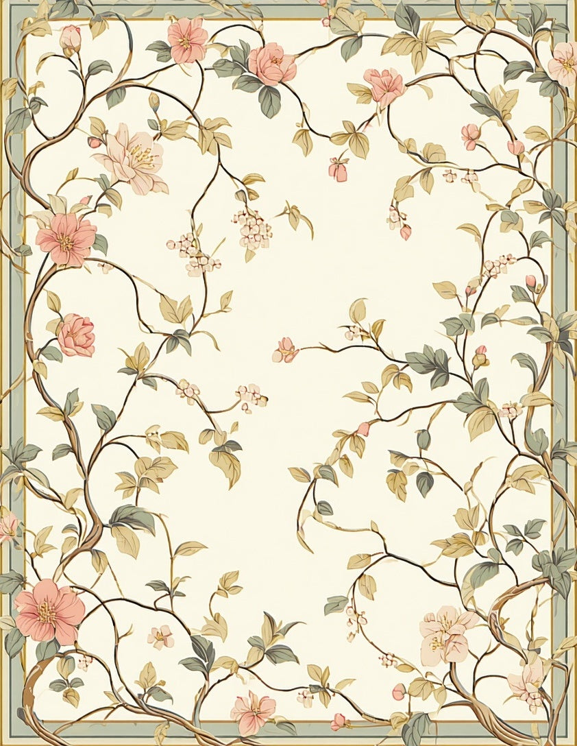 Delicate Floral Vine Pattern Rug