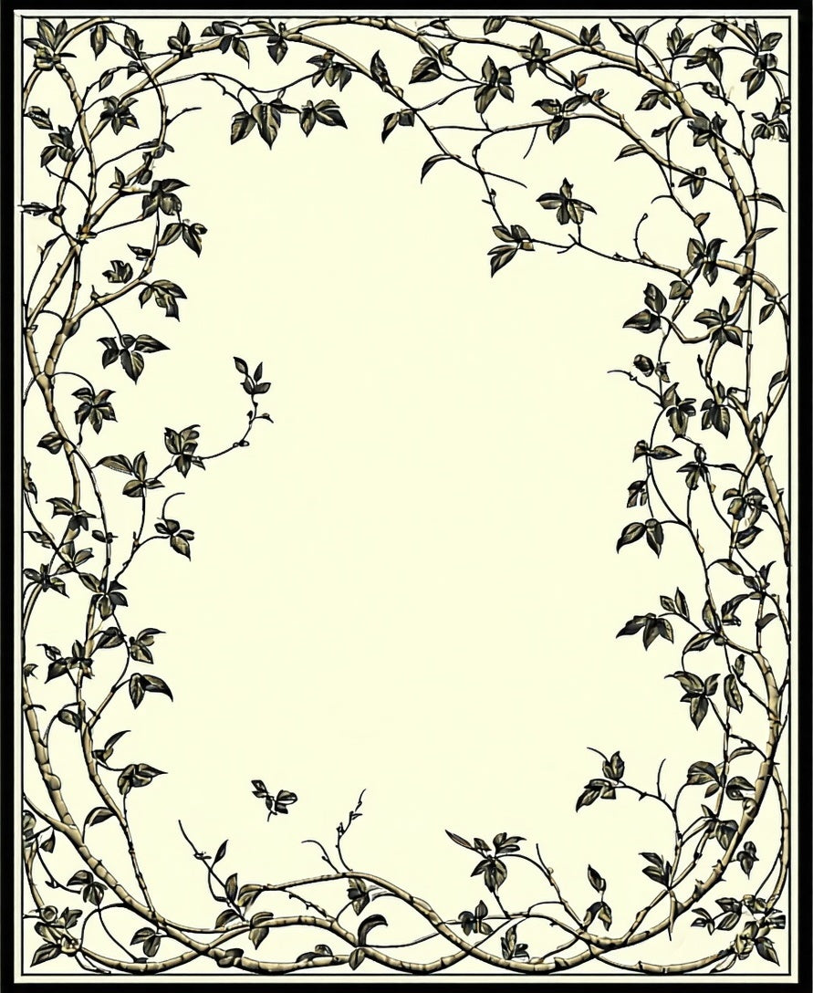 Vine and Leaf Border Design Rug
