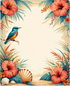 Tropical Bird Hibiscus Floral Design Rug