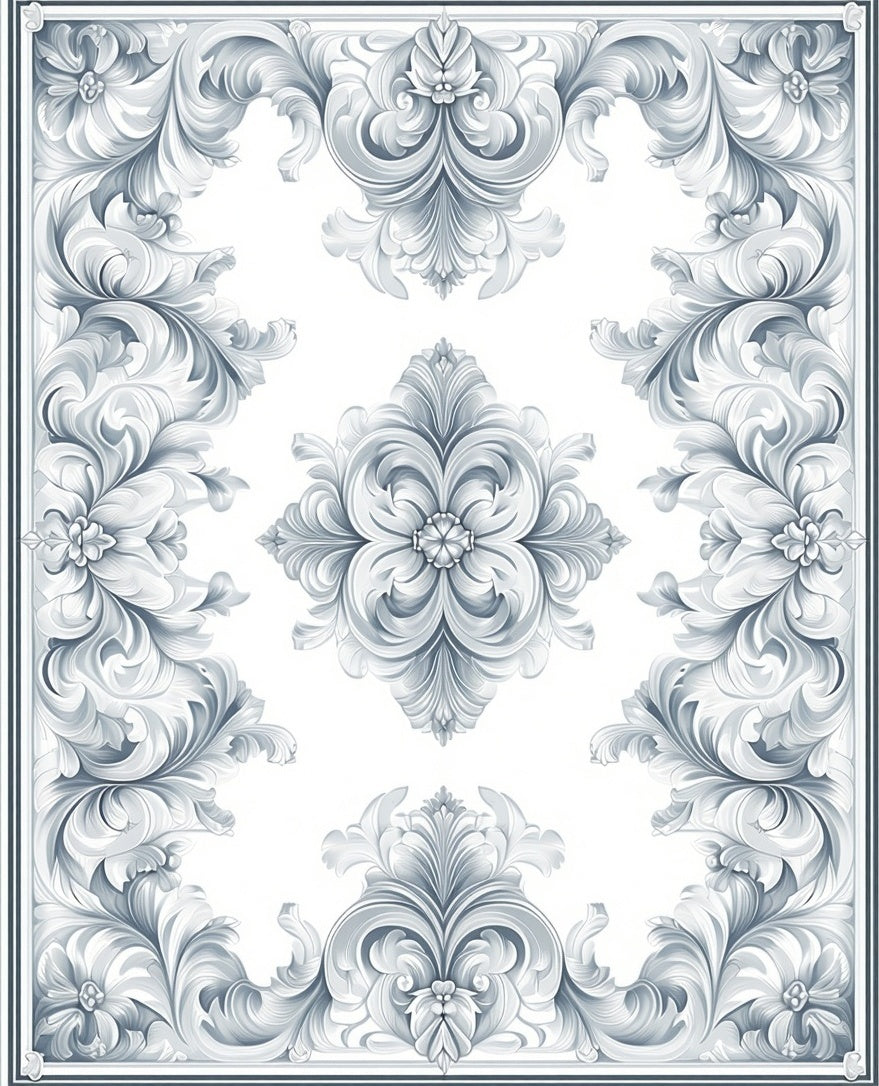 Elaborate Floral Scrollwork Pattern Rug