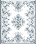 Elaborate Floral Scrollwork Pattern Rug