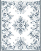 Elaborate Floral Scrollwork Pattern Rug