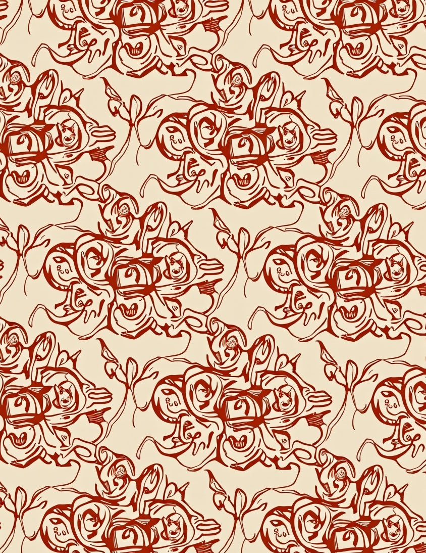 Terra Cotta Floral Abstract Pattern Rug