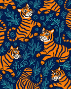 Vivid Tiger Floral Pattern Design Rug