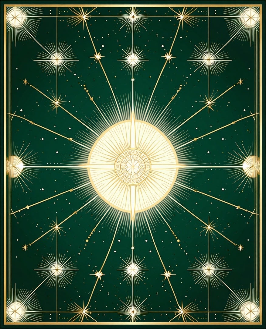 Celestial Sunburst Star Pattern Rug