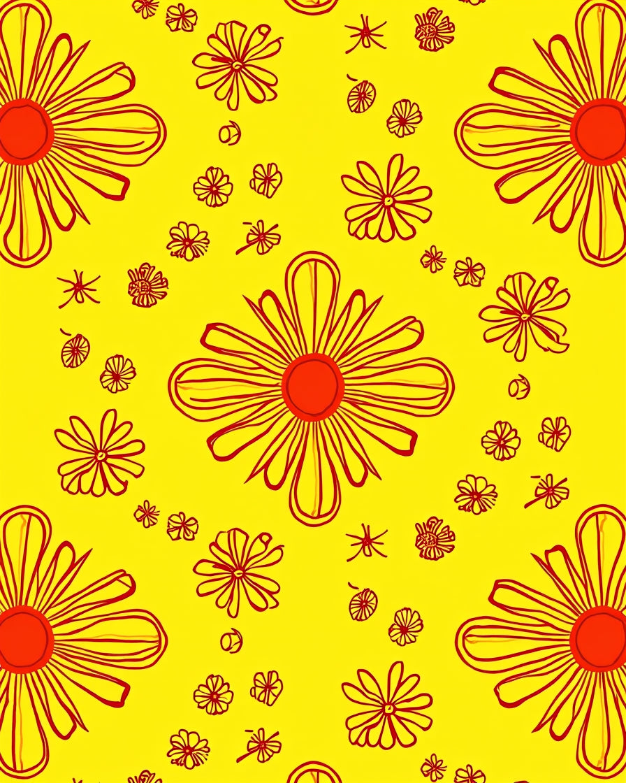 Retro Daisy Floral Pattern Rug