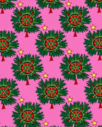 Pink Green Red Star Medallion Rug