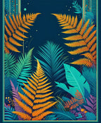 Vibrant Tropical Fern Leaf Pattern Rug