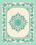 Ornate Floral Border Medallion Design Rug