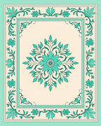 Ornate Floral Border Medallion Design Rug