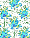 Floral Vines Blossoms Blue Print Rug
