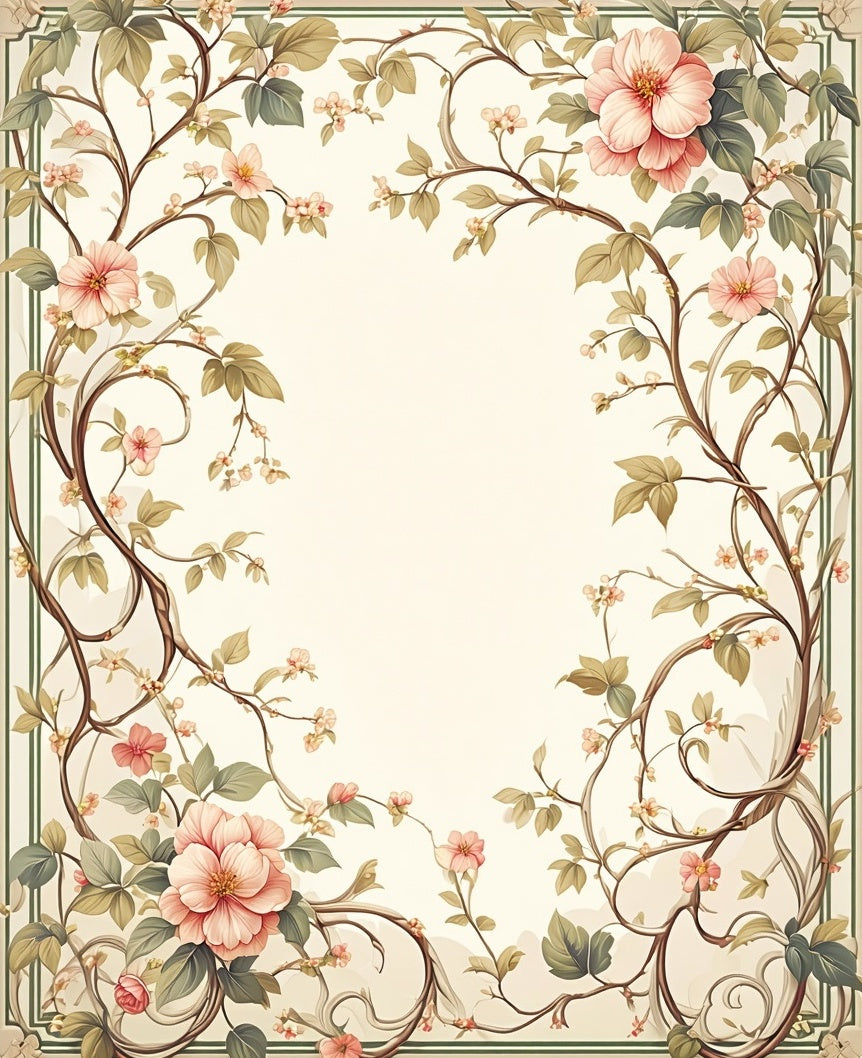 Delicate Floral Vine Botanical Rug