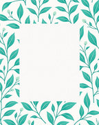 Teal Botanical Vines Border Rug