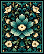 Delicate Floral Pattern With Deep Teal Accents Rug
