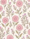 Pink Daisy Floral Botanical Pattern Rug