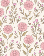 Pink Daisy Floral Botanical Pattern Rug
