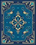 Elegant Teal Golden Floral Medallion Rug