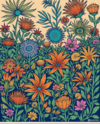 Vibrant Floral Garden Pattern Rug