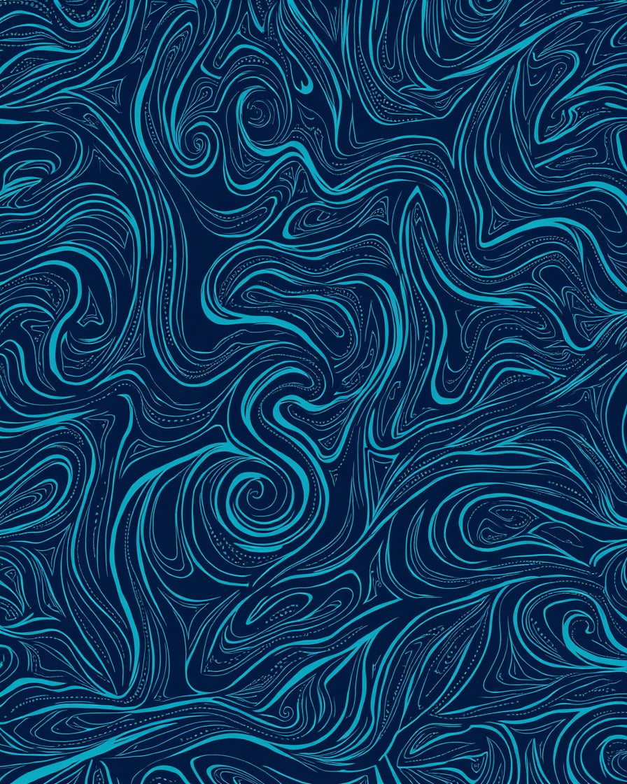 Deep Blue Swirling Lines Pattern Rug
