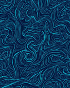 Deep Blue Swirling Lines Pattern Rug