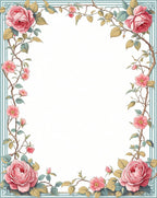 Pink Rose Floral Vine Pattern Rug