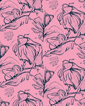 Textured Pink Floral Sketch Pattern Rug