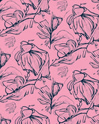 Textured Pink Floral Sketch Pattern Rug