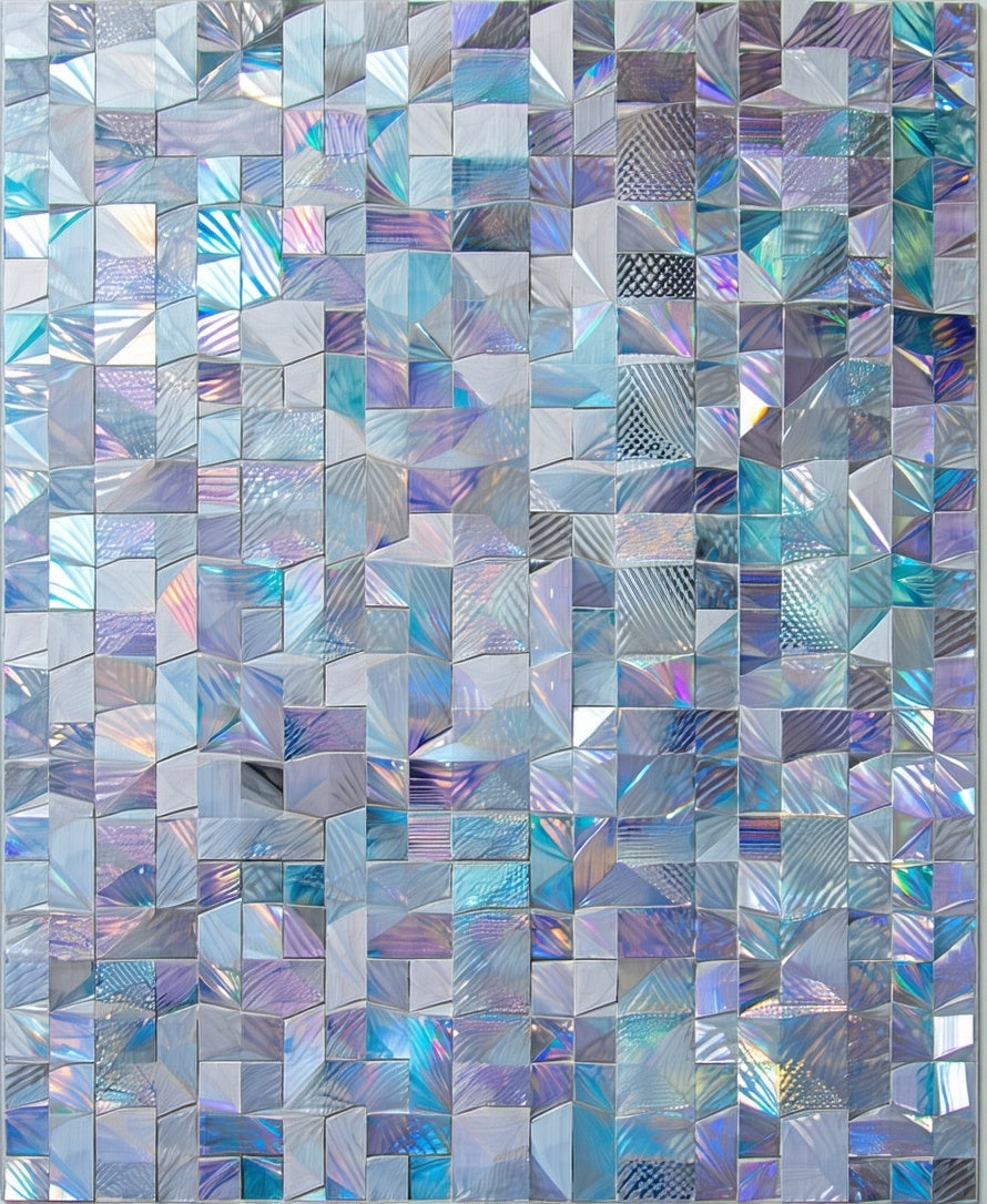 Iridescent Geometric Cubist Pattern Rug