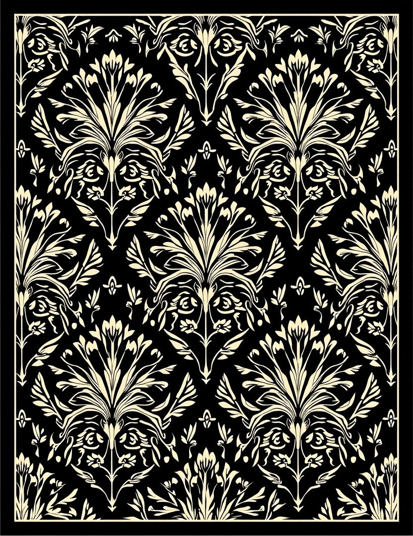 Ornate Floral Damask Pattern Rug