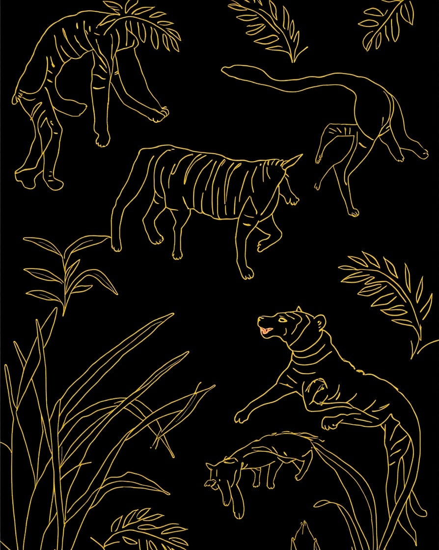 Golden Tiger Leaf Pattern Rug