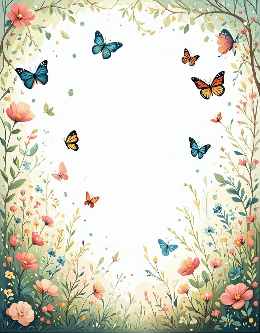 Whimsical Butterflies Wildflowers Garden Rug