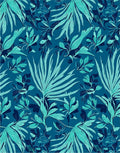 Tropical Leaf Patterned Teal Rug