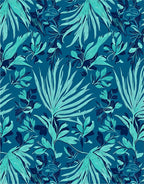 Tropical Leaf Patterned Teal Rug