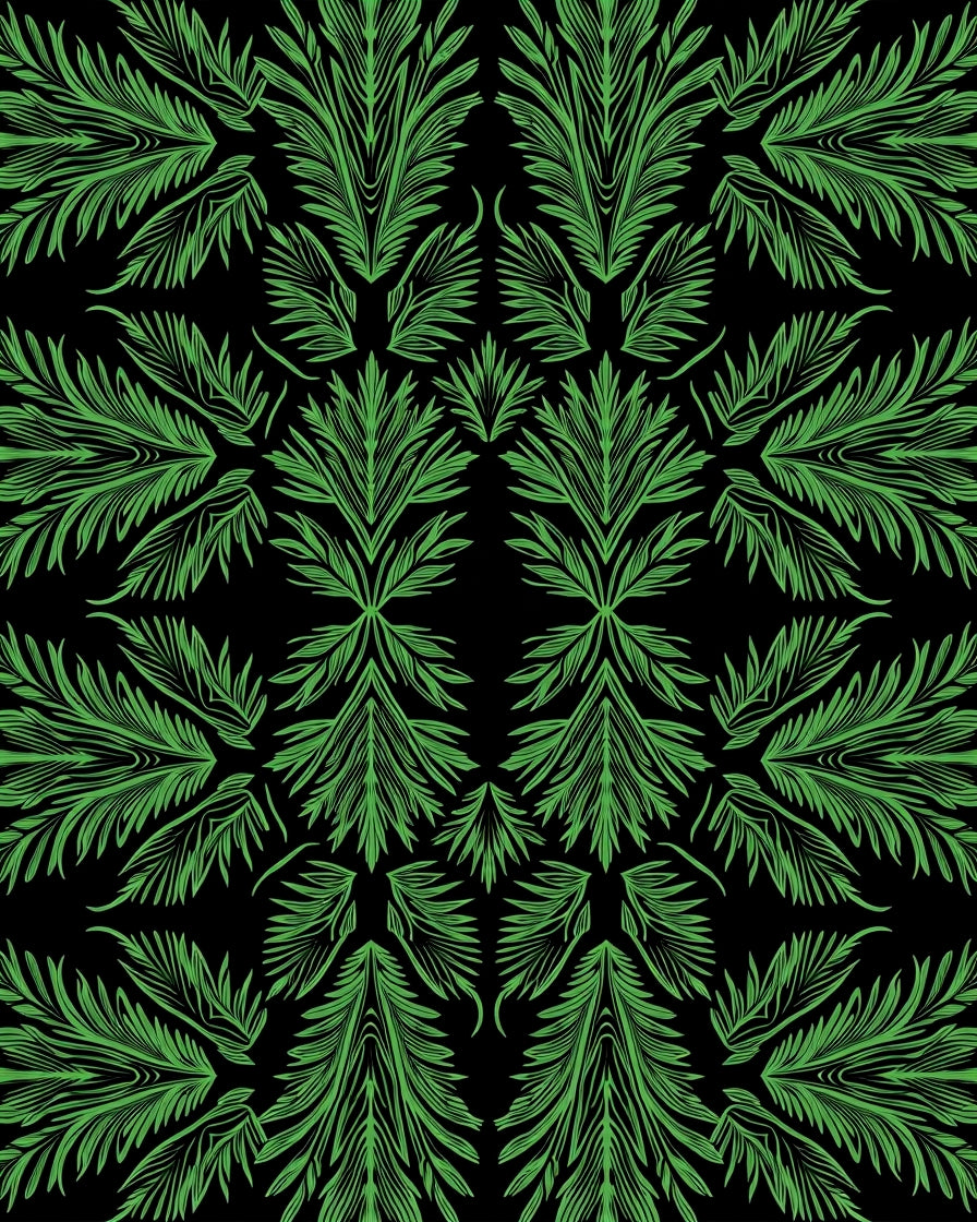 Emerald Green Tropical Leaf Symmetry Rug