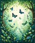 Enchanted Forest Butterflies and Leaves Rug