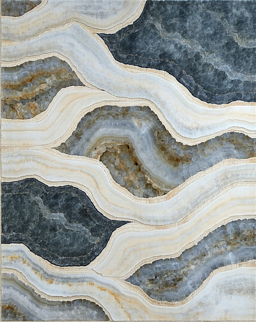 Abstract Wavy Agate Stone Pattern Rug