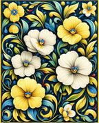 Bold Floral Design with Yellow and White Blooms Rug