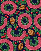 Crimson Red Holly Wreath Ornaments Rug