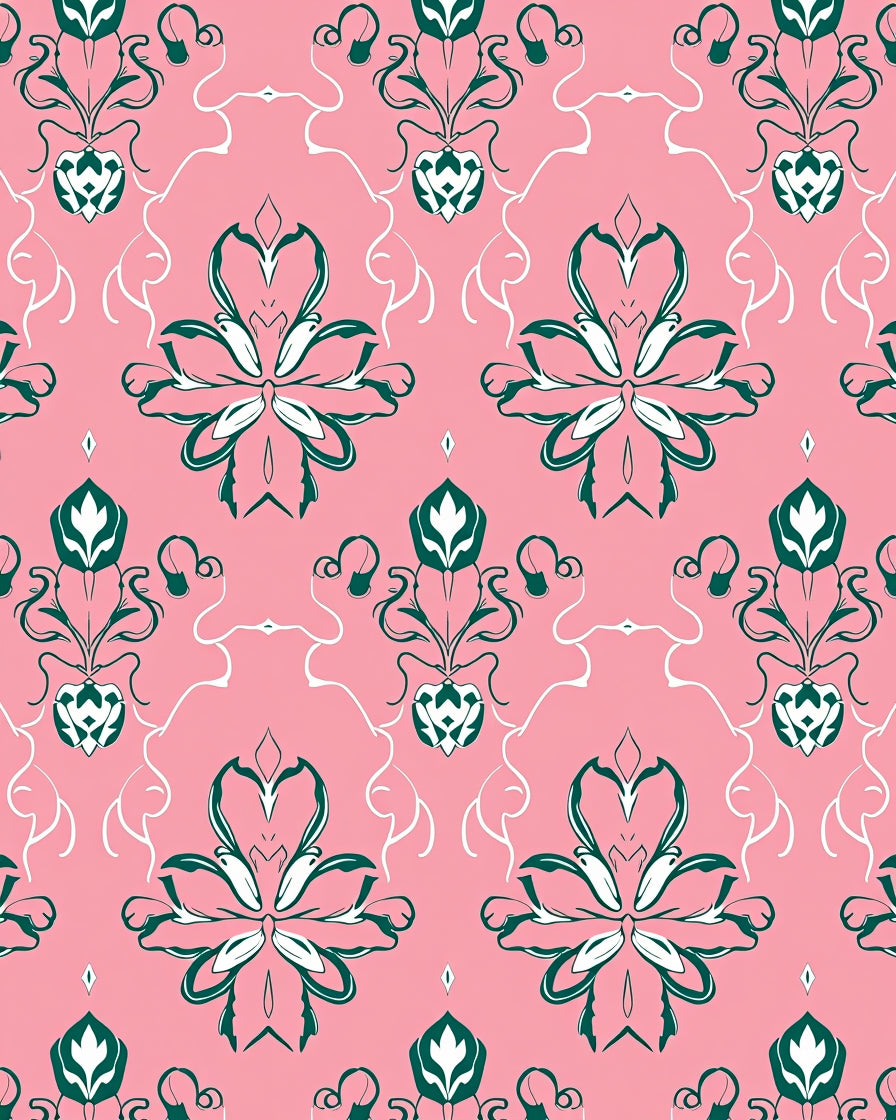 Art Nouveau Floral Scroll Pattern Rug