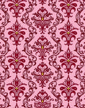 Crimson Floral Damask Pink Background Rug