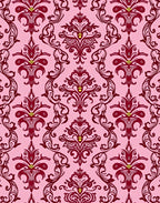 Crimson Floral Damask Pink Background Rug