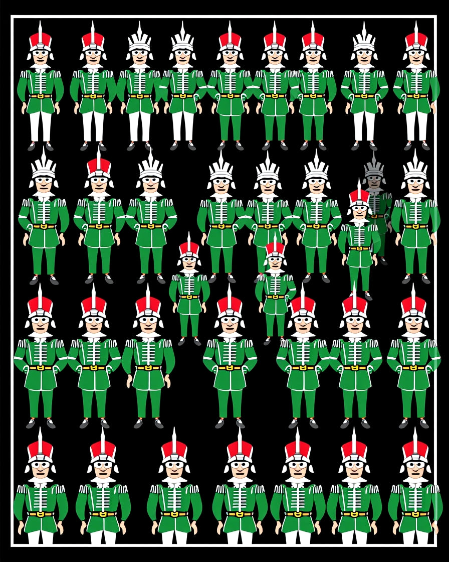 Green Soldiers Uniform Motif Repeat Rug