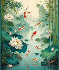 Serene Koi Fish Lotus Garden Rug